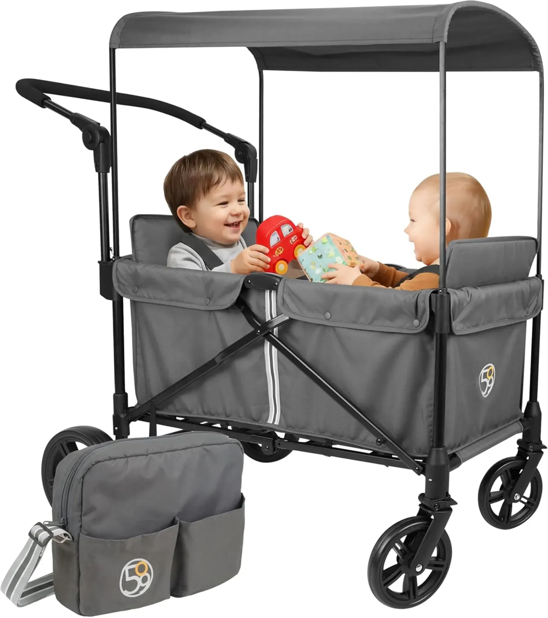 509 Crew Bollerwagen 2in1 klappbar, dunkelgrau mit Dach für Kinder