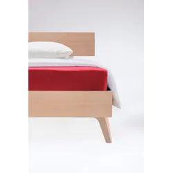 Spannbettlaken FLEURESSE "Flauschjersey", rot (rot, bordeaux), B:180cm L:200cm, Jersey, Obermaterial: 100% Baumwolle, Laken, aus Baumwolle, Bettlaken, Spannbetttuch, Premium Qualität