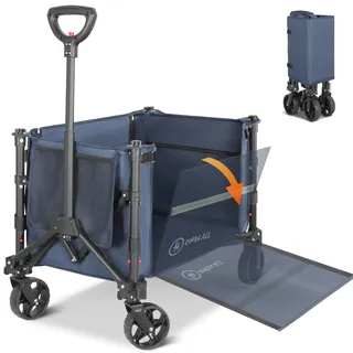 HOMECALL Bollerwagen Handwagen (Erweiterbare Kapazität, bis 100KG, 120L), Für Einkaufen, Camping, Garten, Dogs-Dunkelblau