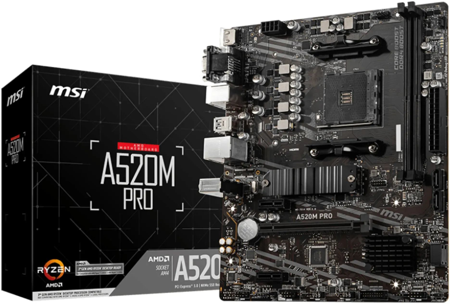 MSI A520M PRO Motherboard AMD A520 Sockel AM4 micro ATX