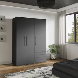 Forte Drehtürenschrank Mokkaris 144,4 x 200,1 x 58,8 cm Schwarz