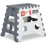 Relaxdays Klapphocker faltbar Kunststoff 37 x 30 x 29 cm Grau/Weiß