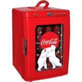 Coke Mini Kühlschrank für Schlafzimmer 25L Kühlbox 28 Dose Tisch-Getränkekühlschrank mit Sichtfenster & LED-Licht für Getränke RV Camping Car & Travel 12v Tragbarer Kühler Wärmer von Coca-Cola, Rot