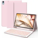 Tastatur Hülle für iPad Air 11"(M2) 2024/iPad Air 5 Gen 2022/iPad Air 4 Gen 2020 10.9'', Schutzhülle mit Stifthalter & Auto Wake and Sleep, Kabellose Tastatur für iPad Pro 11 1st Gen 2018(Rosa)