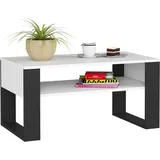 Akord Couchtisch Domi Kaffeetisch Weiß 92 Cm Front Schwarz B92 X H45 X T53 Cm