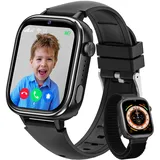 Minilandia 4G Smartwatch Kinder mit GPS und Telefon, Smartwatch Kinder mit Videoanruf/Voice Chat/SOS, Schulmodus, Schrittzähler, IP68 Kinderuhr für Mädchen und Jungen 3-14 Jahren, Geschenk Schwarz