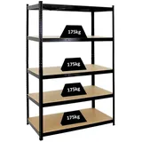 Proregal Schwerlastregal Taurus HxBxT 180 x 120 x 60 cm Fachlast 175 kg Schwarz