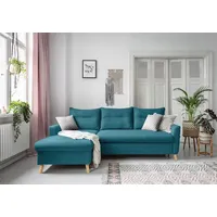 MIUFORM Stylish Stan - Ecksofa mit Bettfunktion und Bettkasten L-FORM LINKS - 224x148cm - Türkis - Sofa Schlafsofa Couch - Türkis