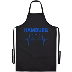 multifanshop Grillschürze - Hamburg - Herzschlag - Druck blau - Schürze