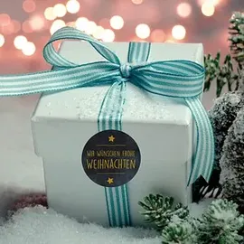 Avery Zweckform Aufkleber Frohe Weihnachten 600 Sticker Ø38 mm schwarz