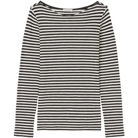 Marc O'Polo Langarmshirt MARC O'POLO, Damen, Gr. M, schwarz (multi, schwarz_k23), Single Jersey, Obermaterial: 100% Baumwolle, U-Boot-Ausschnitt, Shirts Langarmshirt, im schönen Streifenmuster