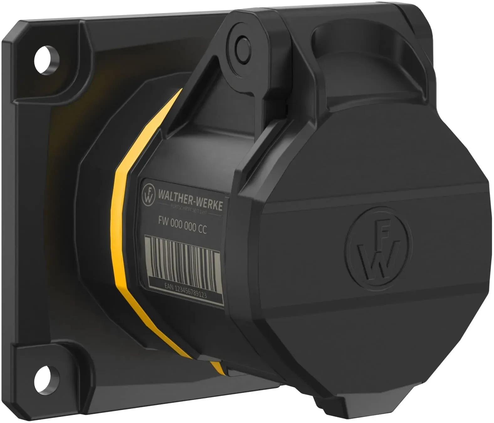 Walther Electric FW410504CC CEE NEO Anbaudose gerade, 16A, 5P, 4h, IP54 mit Käfigzugfeder-Technik und 75x75mm Flansch