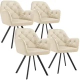 Tectake tectake® Drehbarer Samt-Armlehnstuhl, gepolstert, mit Steppmuster, 180° drehbar, schlanke Stahlbeine, 58 x 58 x 87 cm, Esszimmer, Stühle, Esszimmerstühle, Armlehnenstühle
