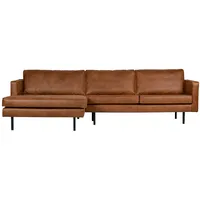 Woood Ecksofa Rodeo Lederoptik, moderne Chaiselongue links, cognacbraun, komfortabel gepolstert