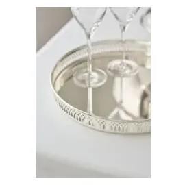 Edzard Tablett Delphi (ø 30 cm) rund, edel versilbert, anlaufgeschützt - Serviertablett, Galerietablett