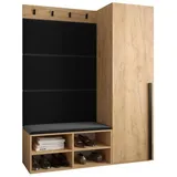 ABIKS MÖBEL Garderoben-Set MIRO Set 6, Garderobe mit gepolsterten Paneelen, Modern Design schwarz