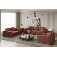 Sofaset Designersofa CELES 3-2-1 in Stoff Opera Velvet Kupferbraun