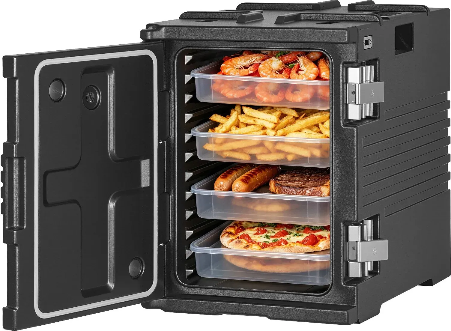 VEVOR Thermobox 90 L, Isolierbox zum Warmhalten und Kühlen, Warmhaltebox aus LLDPE 650 x 450 x 620 mm, Transportbox für Speisen und Getränke, Thermobehälter für Verschiedene Pfannengrößen (ohne)