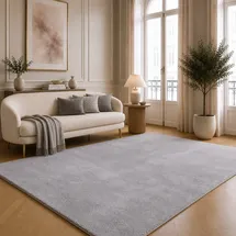The CarPET Teppich THE CARPET "kuschelig & Super Soft, Anti-Rutsch Unterseite", grau, B:300cm H:16mm L:400cm, Polyester, Teppiche, Teppich, Waschbar bis 30 Grad, Felloptik, Wohnzimmer Teppich, Kundenliebling