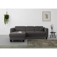 sit&more Ecksofa »Belluci L-Form«, inklusive Federkern, wahlweise mit Bettfunktion und Bettkasten, grau