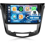 2G+64G CAMECHO Android 13 Autoradio für Nissan Qashqai J11 X-Trail T32 2014-2018 mit Navi Carplay Android Auto,Doppel Din Autoradio mit 10,1 Zoll Bildschirm,RDS/FM Bluetooth und USB+Rückfahrkamera