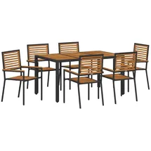 vidaXL Garten Essgruppe 7-Tlg Schwarz Poly-Rattan