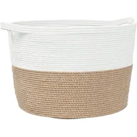 VidaXL Wäschekorb Braun und Weiß Ø60x36 cm Baumwolle