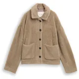 Tom Tailor Damen Teddy Jacke mit Taschen, grau, Uni, Gr. XXL