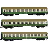 Arnolds & Sons 3-tlg. Set Personenwagen OSShD Typ B Nr. 2/2 grün/beige Ep. IV N