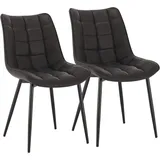Woltu Esszimmerstühle 2er Set, Küchenstuhl Polsterstuhl Sitzfläche aus Kunstleder, Metallbeine, Anthrazit BH207an-2