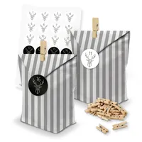 itenga Adventskalender 24x Tüten Streifen Klammern Zahlen Rentier linear 1-24