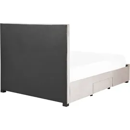 Beliani Bett mit Schubladen Samtstoff LIEVIN 140 x 200 cm Beige