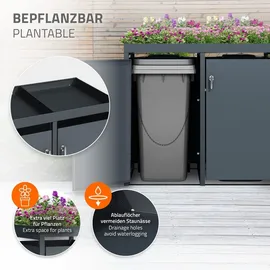 ML-Design Mülltonnenbox 2Er mit Pflanzdach 240L 132x80x124cm Anthrazit aus Stahl