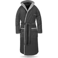 Normani Unisex Baumwoll-Bademantel Rob in Schwarz/Grau | Gr.: L