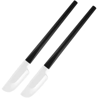 2 Stück Silikon Spatel,Silikon Teigschaber Küche,Silikonspachtel mit Holzgriff,Klein Schmal Küche Silicone Löffel Kochen,Silicone Schaber Klein Schmal,für Backen Mischen Kochen Rührwerkzeuge-Schwarz