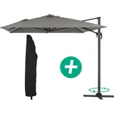 Habitat Et Jardin - Ampelschirm aus Alu 'Sun 4' - Rechteckig - 3 x 4 m + Schutzhülle - Grau