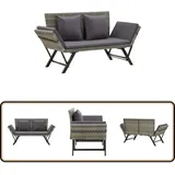 Vidaxl - Gartenbank mit Auflagen 176 cm Grau Poly Rattan - Outdoor Möbel - Gartenbank - Lounge Chair - Relaxsessel - Sonnenschirm