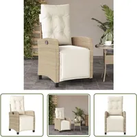 Gartensessel Mit Fußteil Verstellbar Beige Poly Rattan - Gartenstuhl - Relaxsessel - Polyrattan Sessel - Gartenmöbel - Esszimmer Stuhl - The Living Store