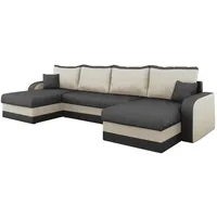 MIRJAN24 Ecksofa Kris U, Stilvoll Eckcouch mit Bettkasten und Schlaffunktion, U-Form Couch, Schlafsofa (Alova 36 + Alova 71) - Grau/Beige