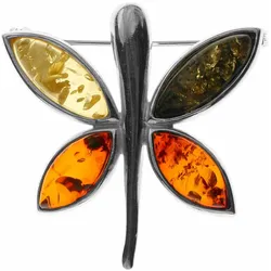 Brosche OSTSEE-SCHMUCK "Ostsee-Schmuck Brosche Schmetterling Brosche Schmetterling", weiß, Broschen, Damen, Silber 925 (Sterlingsilber)