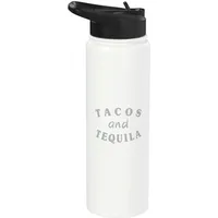 Tacos und Tequila Lustiges Tequila-Trinken, Party, Humor, Vintage-Stil Stainless Steel Insulated Water Bottle