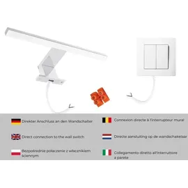 hajduk furniture Badspiegel mit Beleuchtung 4000 K IP44 Schwarz H:70 x B:60 cm - Bathroom Mirror - Badezimmer Spiegel Rechteckig mit Ablage und LED - Schwarz