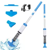 Poolsauger mit Akku, 3 in 1 Tragbarer Wiederaufladbarer Poolstaubsauger, Kabellos Elektrisch Handsauger Reinigungsset mit Teleskopstiel, Poolreiniger für Spas, Whirlpools, Kleine Pools