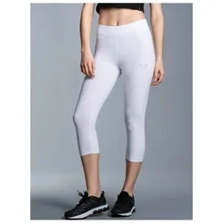 Leggings TRIGEMA "TRIGEMA Capri-Leggings", Damen, Gr. L, US-Größen, weiß, 85% Polyester (Bioactive), 15% Elastan, Basic, Hosen