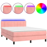 VidaXL Boxspringbett mit Matratze & LED Rosa 140x200 cm