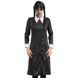 CHAKS Hexen-Kostüm Kostüm 'Wednesday' für Damen, Print Kleid Schwarz schwarz XS