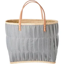 RICE Rice Tasche aus Bast mit Henkel, Large, schwarz