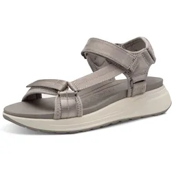 Riemchensandale TAMARIS, Damen, Gr. 36, grau, Textil, casual, Schuhe, Plateau, Sandalette, Trekkingsandale, verstellbare Klettverschlüsse
