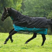 Horseware Mio Turnout One Piece Medium 200g - Black/Türkis, 115 - Schwarz/Türkis