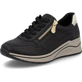Rieker N9501 Damen Weit Schwarz/Ginger-Gold 39
